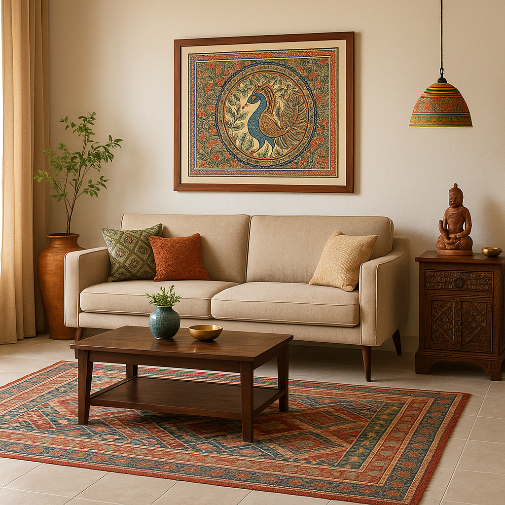 How to Decorate a Modern Indian Living Room with Handcrafted Touches